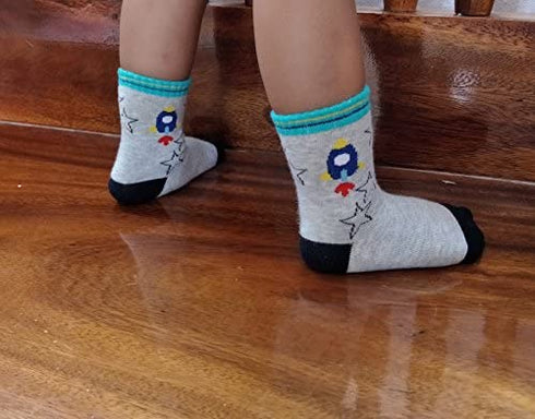 RATIVE RB-71112 Non Skid Anti Slip Crew Socks With Grips For Baby Toddlers Boys