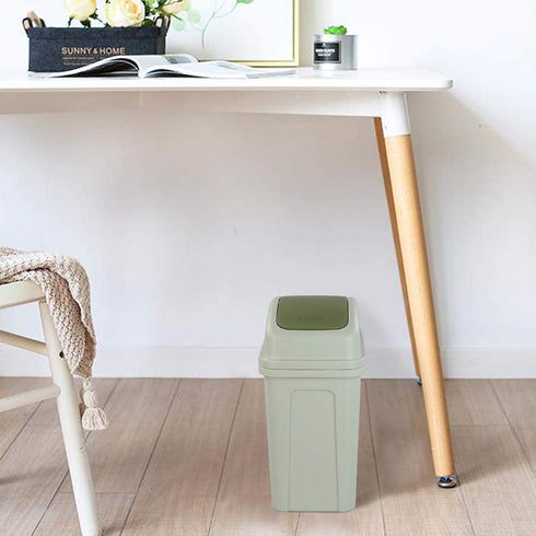 Asking 1.8 Gallon Small Trash Can with Swing-top Lid, Plastic Garbage Bin, Green