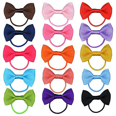 30 PCS Baby Tiny Hair Bows with Elastic Loop Ponytail Ties Pony Tail Holder Accessories for Infants Toddlers Girls Kids