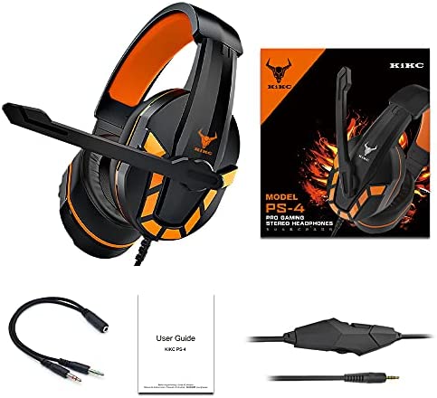 Kikc PS4 Gaming Headset with Mic for Xbox One, PS5, PC, Mobile Phone and Notebook, Controllable Volume Gaming Headphones with Soft Earmuffs, Headphones for Kid