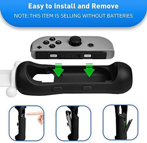LED Sword for The Legend of Zelda: Skyward Sword HD Game Accessory, FANPL Lighted Game Sword Handle Grip for Switch & Switch OLED Right Joy Con Controller, Enhanced Zelda Gaming Experience (Black)
