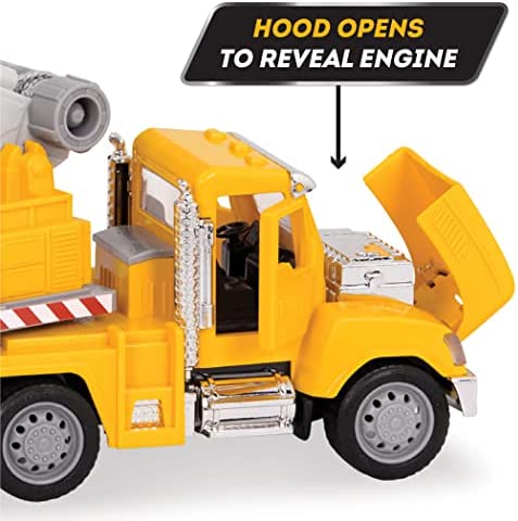 DRIVEN by Battat – Micro Crane Truck – Toy Crane Truck with Lights, Sounds and Movable Parts for Kids Age 3+ , Yellow