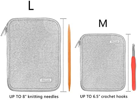 Damero Crochet Hook Case, Travel Storage Bag for Swing Crochet Hooks, Lighted Hooks, Needles(Up to 8'') and Accessories, Large, Red (No Accessories Included)