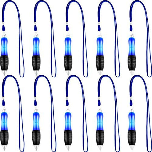 Jetec 10 Pieces Big Weighted Fat Pens Retractable Blue Body Ballpoint Pens with Hanging Rope Large Wide Grip Pens for Arthritis, Hand Pain, Parkinson, Tremors, Carpal Tunnel