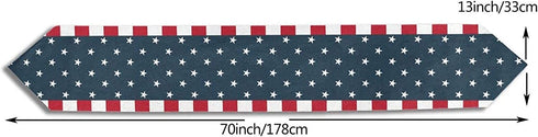 Bosstar Independence Day 4th of July Table Runner Dresser Scarves American Flag Cotton Linen Kitchen Home Decor Table Runners for Party Wedding Dining (Blue, 13 x 70 inches)