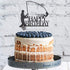 Black Glitter Happy Birthday Cake Topper, Birthday Party Decorations, Fishing Cake Topper, Fisherman Birthday Party Supplies