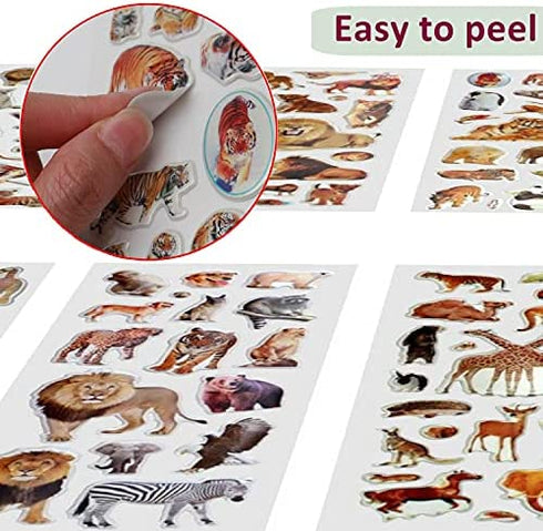 Creammuffin Stickers Party Supplies Kits for Toddlers, Children 3D Puffy Animal Stickers Tiger Sticker- Over 180 Stickers (Real Animal)