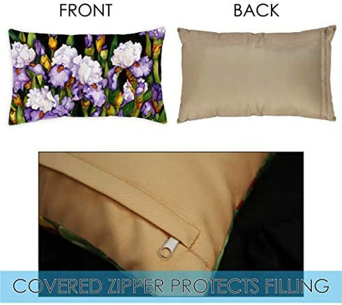 Toland Home Garden 771236 Set of 2 Blooming Irises Spring Pillow Covers 12x18 Inch Flower Outdoor Lumbar Indoor Decorative Throw Pillows