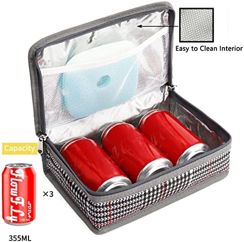 FlowFly Small Insulated Lunch box Portable Soft Bag Mini Cooler Thermal Meal Tote Kit with Handle for Work & School (W&B)