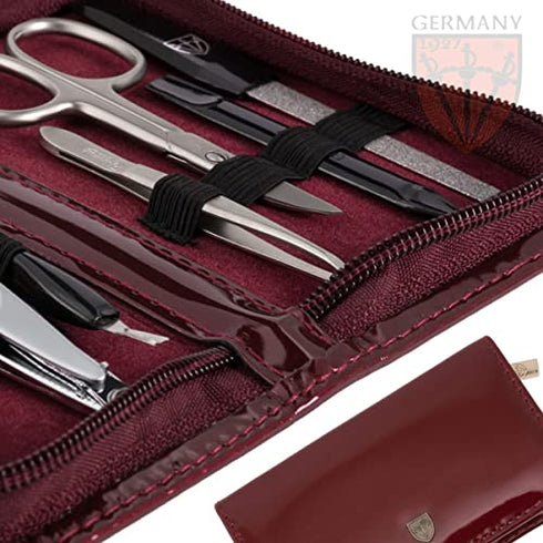 3 Swords Germany - brand quality 8 piece manicure pedicure grooming kit set for professional finger & toe nail care scissors clipper fashion leather case in gift box, Made in Solingen Germany (00828)