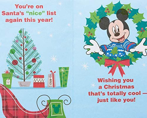 American Greetings Disney Christmas Card for Kids (Mickey Mouse, Santa's Nice List)