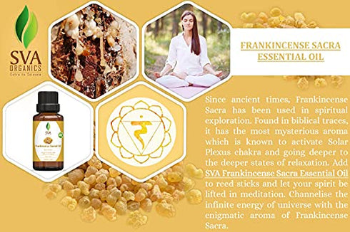 SVA Frankincense Sacra (Sacred) Oil 100% Pure & Natural, Authentic & Premium Therapeutic Grade Oil for Skin Care, Hair Care, Scalp Massage & Aromatherapy (10 ml)