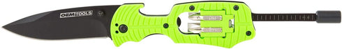 OEMTOOLS 25541 Cut and Drive Multi Tool, Drop Point Knife, Screwdriver, Bit Set, Ruler, and Bottle Opener, EDC, Contractor, HVAC Tool, Green and Black
