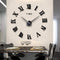 Mila 3D Frameless Wall Clock Large DIY Wall Sticker Decorations for Living Room Bedroom Office (Black)