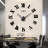 Mila 3D Frameless Wall Clock Large DIY Wall Sticker Decorations for Living Room Bedroom Office (Black)