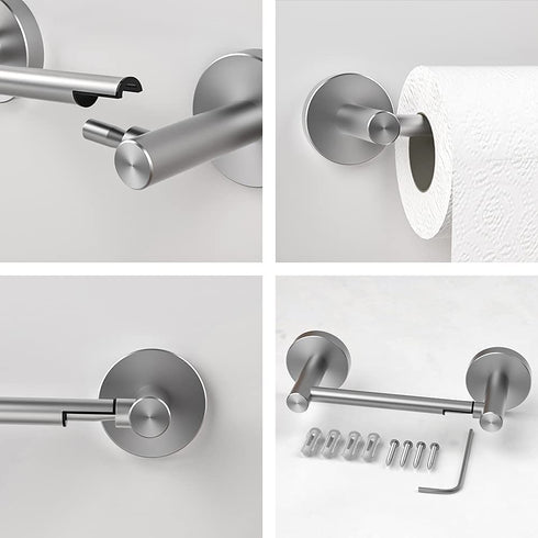 Solid Brushed Nickel Pivoting Toilet Paper Holder - Polished Chrome Bathroom Accessories - 304 Stainless Steel and Zinc Alloy Made - No Rust or Corrosion 8.7 x 3 x 2 inch