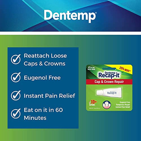 Recapit Loose Cap Dental Repair - 8 Repairs, Pack of 2