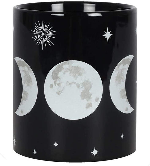 Mug - Ceramic Tea/Coffee - Triple Moon Mug - Black Gothic Wicca Witchcraft Pagan Mug