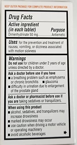 Driminate Generic for Dramamine Motion Sickness 50 mg Anti Nausea 100 ct (2 Pack)