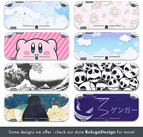BelugaDesign Clouds Switch Skin | Pastel Sticker Wrap Vinyl Decal | Cute Fluffy Round White Sky Compatible with Nintendo Switch (Switch Lite, Pink)