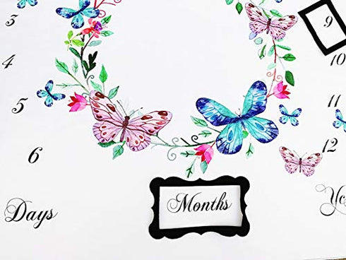Baby Monthly Milestone Blanket Infant First Year Beauty Butterfly Milestone Blanket