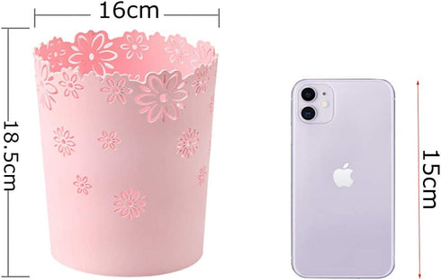 HMANE Wastebasket Super Mini, Hollow Flower Shape Plastic Lidless Wastepaper Baskets Trash Can - S, Mini Size