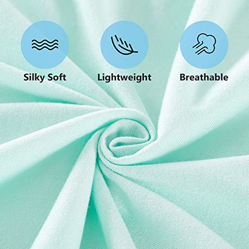 TILLYOU 2 Pack Mini Crib Sheets - Fitted Crib Sheet for Stretchy Jersey Knit Portable Mini Crib, Play Yard, Playpen, Playard Bedding Sheet for Boy Girl, Light Green & Light Gray