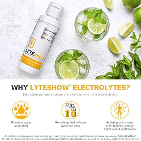 LyteShow Electrolyte Drops Sugar-Free for Hydration and Immune Support - 40 Servings - Keto Friendly - Zinc and Magnesium for Rapid Rehydration, Workout, Muscle Recovery and Energy - Vegan