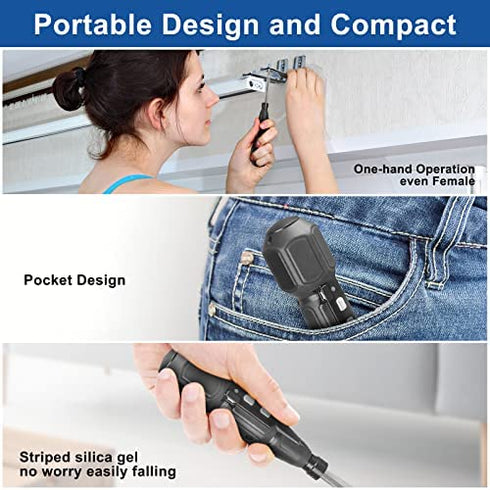 Dnieheic Electric Screwdriver 3.6v Rechargeable Portable Mini Automatic Rotational 6.35mm Dual Heads Bit and Usb Cable LED Light Screwdriver, Forward and Reverse Rotate…