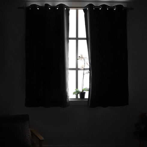 YoungsTex Black Blackout Curtains for Bedroom - Thermal Insulated with Grommet Top Room Darkening Noise Reducing Curtains for Living Room, 2 Panels, 42 x 63 Inch