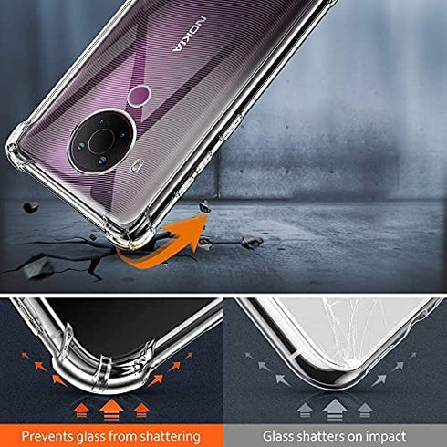 for Nokia 5.4 Case, Nokia 3.4 Case with Tempered Glass Screen Protector Clear Soft Shockproof Protective Phone Case Cover with 360 Degree Rotating Holder Kickstand for Nokia 5.4 / Nokia 3.4,Clear