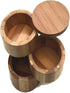 Dtacke Bamboo Salt Box Round Bamboo Jar Salt and Spices Storage Container Spice Container 3-Tier Bamboo Wood Container, Divided Spice Holder