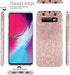 J.west Galaxy S10 Case 6.1-inch, Luxury Saprkle Bling Glitter Leopard Print Design Soft Metallic Slim Protective Phone Cases for Women Girls TPU Silicone Cover Case for Samsung S10 Rose Gold