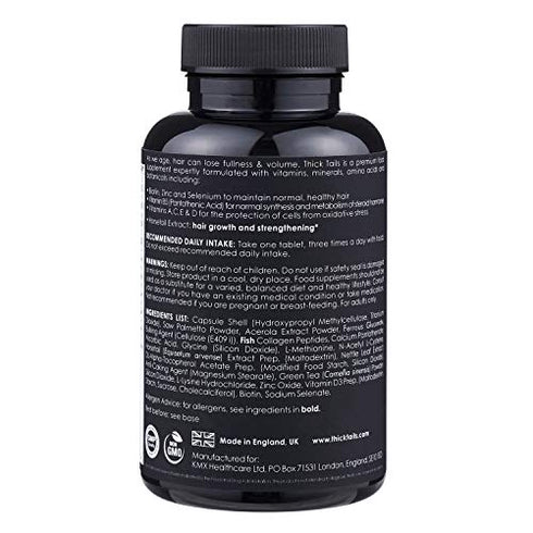 ThickTails Hair Growth Vitamins Pills - For Women With Thinning Hair Due to Menopause & Stress. Natural Hair Growth Formula. Regrowth. With Biotin Saw Palmetto Horsetail. DHT Blocking. 1 Month Supply