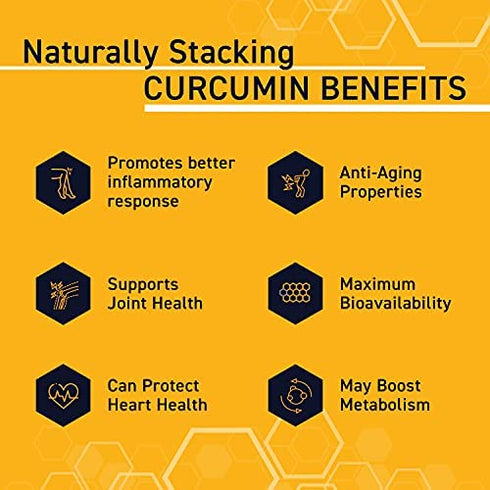 NATURAL STACKS Turmeric Curcumin 60 ct. - 185x More Bioavailable Liquid Soft Gel - Supports Healthy Joints, Brain Function and Inflammation Response - 100mg Organic Coconut Oil for Rapid Absorption
