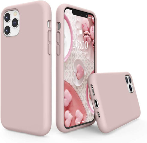 SURPHY Silicone Case Compatible with iPhone 11 Pro Case 5.8 inches, Liquid Silicone Full Body Thickening Design Phone Case (with Microfiber Lining) for 11 Pro 5.8" 2019, Pink