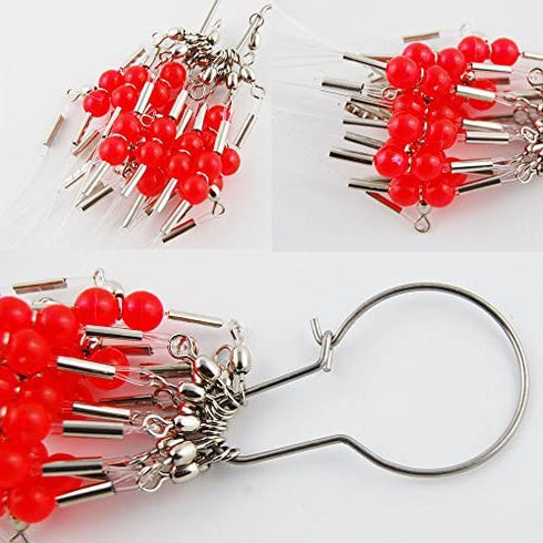 Fishing Leaders Tackle Rigs 12PCS High Strength Wire Trace Leader 2 Arm Fishing Rigs with Swivels Snaps Beads Fishing Line Tackle for Lures Bait Hooks Rig