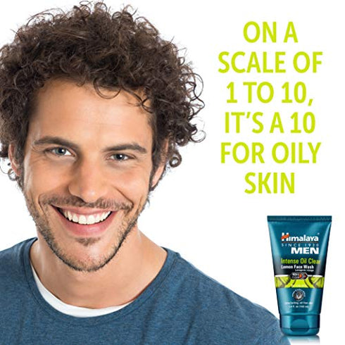 Himalaya Men's Intense Oil Clear Lemon Face Wash, Deep Cleaning Daily Facial Cleanser, 3.38 fluid_ounces