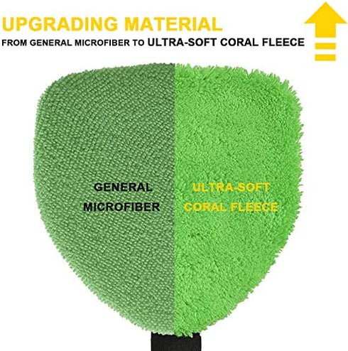 eFuncar Car Windshield Cleaning Tool Bonnets - 6 Pack, 5” Windshield Cleaner Wand Cloths Replacement Pads Thickened Green Coral Fleece Car Window Glass Cleaner Bonnets