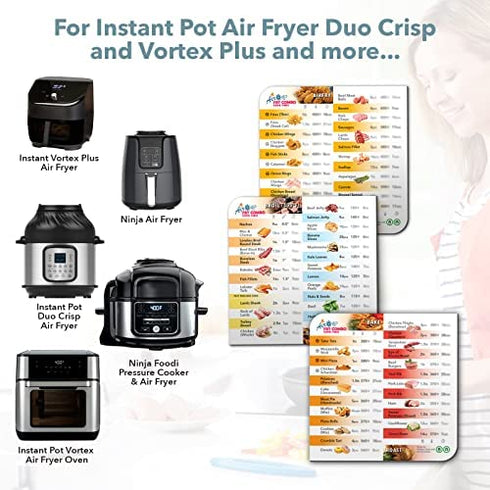 Air Fryer Magnetic Cheat Sheet for Instant Pot Air Fryer, Instapot Air Fryer Accessories Cooking Times Chart, Airfryer Frying Quick Reference Guide Kitchen Cookbook Magnets ( White )