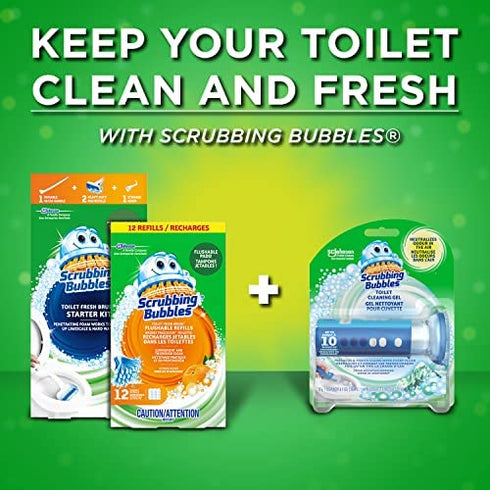 Scrubbing Bubbles Fresh Brush Toilet Cleaning System, Heavy Duty Refills, 8 Brush Pads