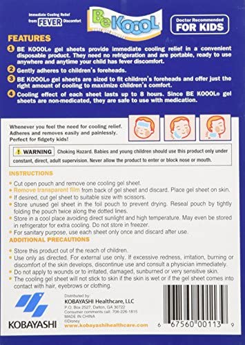 Be Koool Disney Characters Fever Relief Soft Gel Sheets 12 Count