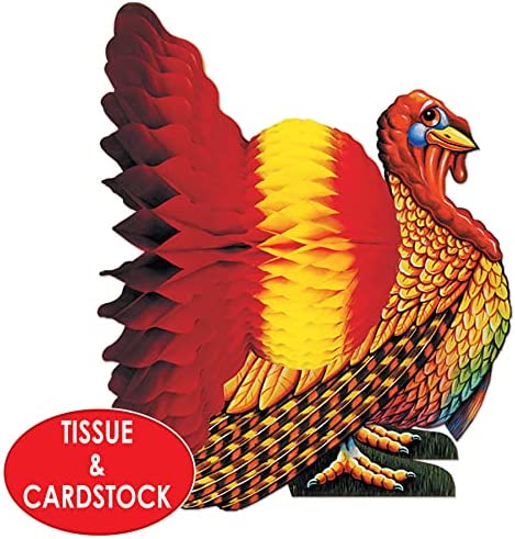 Beistle Tissue Paper Turkey Centerpiece For Thanksgiving Party Decoration Autumn Fall Harvest Home Decor