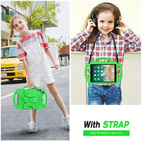 AVAWO iPad 6th Generation Kids Case, iPad 9.7 inch 2018 Case, iPad Air 2 Kids Case - with Shoulder Strap, Shockproof Handle Stand Kids Protective Case for iPad 9.7 inch 5 & 6th Gen & iPad Air - Green