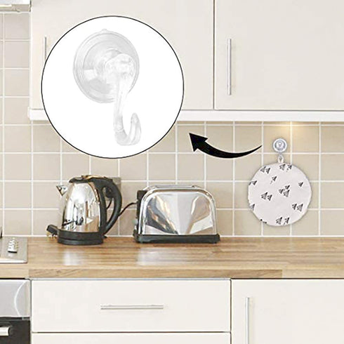 KINMAD 12Pcs Suction Cup Hooks 13lb(Max) Movable Vacuum Suction Hooks for Bathroom, Reusable Heavy Duty Vacuum Suction Hanger for Kitchen, Glass Door, Mirror, Tile, Towel, Clear