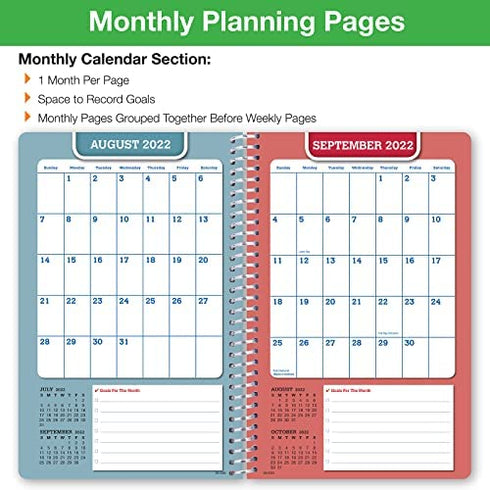Global Datebooks 2022-2023 School Year Agenda and Academic Planner for Students and Teachers - 5.5x8.5 in Includes Resource Pages, Ruler, and Organizer Planning Stickers - Black Brick Cover