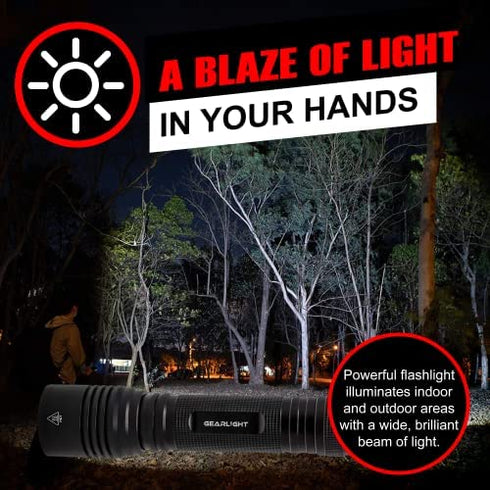 GearLight S2000 LED Flashlight - Super Bright, Powerful, Mid-Size Tactical Flashlights with High Lumens for Outdoor Activity & Emergency Use