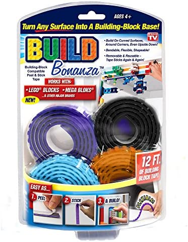 Build Bonanza Self Adhesive Tape Works Building Block Tape, Purple/Black/Turquoise/Orange
