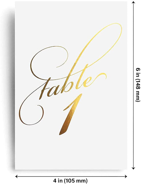 Bliss Collections Table Numbers, Gold Foil, Double-Sided Cards Plus Head Table Card for Your Wedding, Reception, Anniversary, Birthday Party or Celebration, 4"x6" (1-40 Plus Head Table Card)