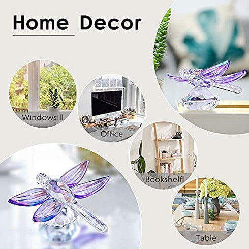 H&D HYALINE & DORA Standing Crystal Dragonfly with Diamond Ornament,Glass Animal Figurines Collectibles,Crystal Souvenir